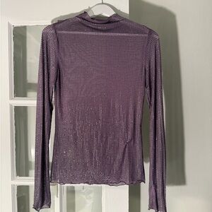 Free People Lavender Sheer Long Sleeve Top
